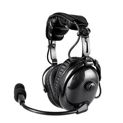 Auriculares de fibra de carbono de alta resistencia con doble orejera, PTT y micrófono RAN-1000CF