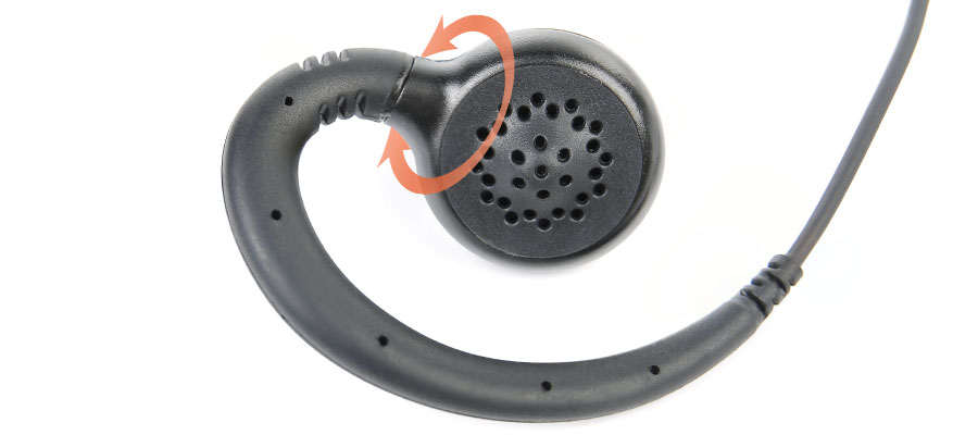 EM-3313A Auricular PTT con gancho para la oreja y anillo en C giratorio con micrófono para radio bidireccional