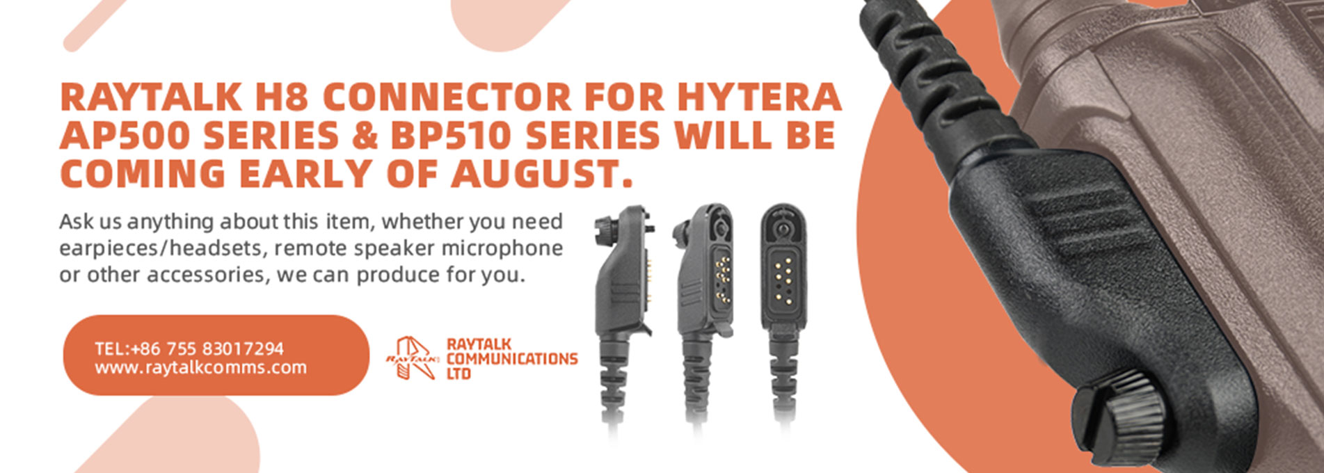 Nuevo conector para accesorios de radios Hytera de Walkieconnect: H8
